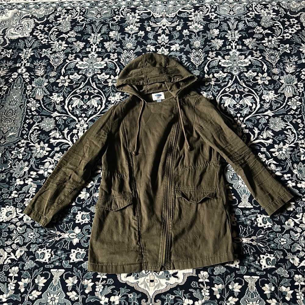 Army Green Old Navy Side Zip Hooded Jacket
